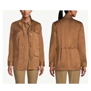 Chico’s Satin Utility Jacket Size 3 (16-18) Brown NWOT